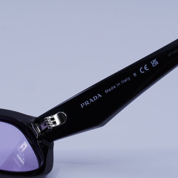 Prada PRB06S 16K40J Sunglasses Black Rectangle Frame, Violet Lenses - Picture 8 of 11